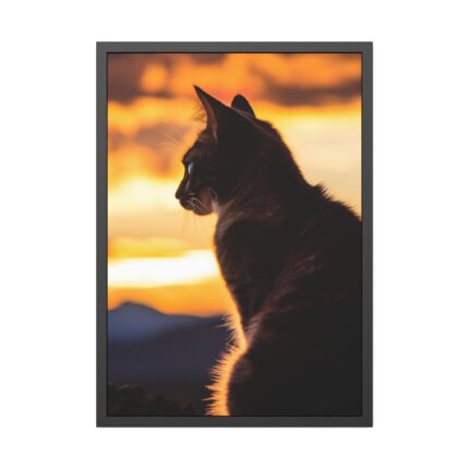 Sunset Kitty Art Framed Poster