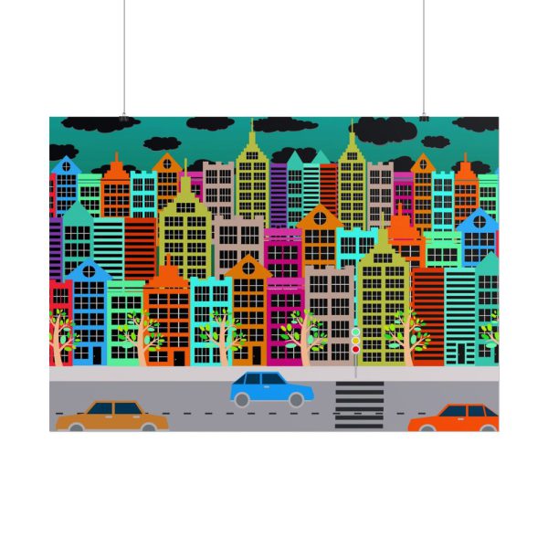 10764023988481973281_2048.jpeg Colorful Cityscape Town City Building Poster