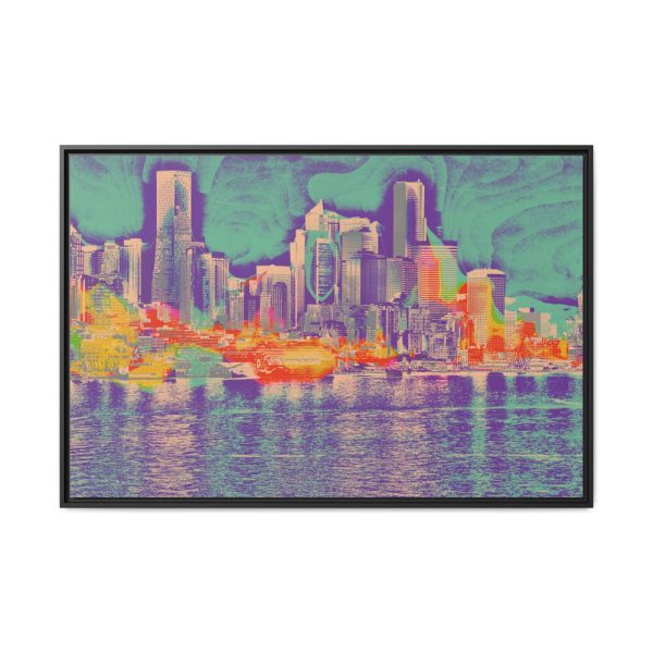 Pop Art Seattle Skyline Print Framed Canvas