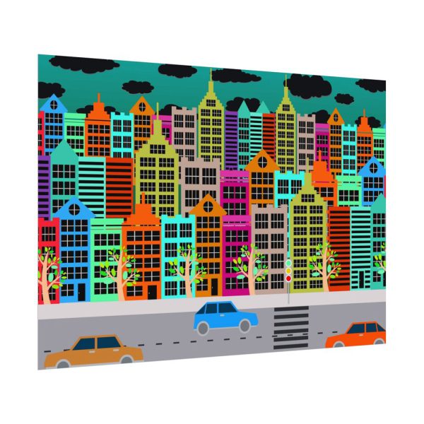10905894038061112862_2048.jpeg Colorful Cityscape Town City Building Poster