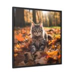Fluffy Tabby Kitty Laying Framed Canvas
