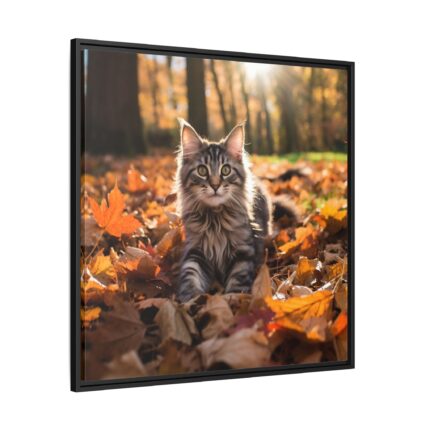 Fluffy Tabby Kitty Laying Framed Canvas