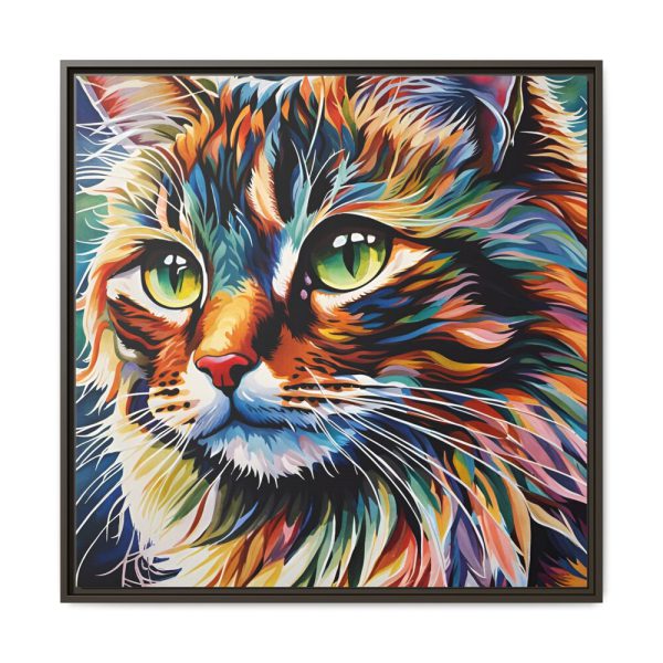 Watercolor Image of Cat Framed Canvas