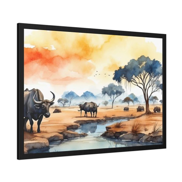 11642611285850538538_2048-1.jpeg Africa Savanna Water Buffalo Framed Poster