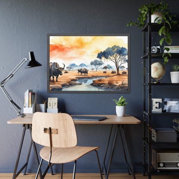 11676773039364413404_2048.jpeg Africa Savanna Water Buffalo Framed Poster