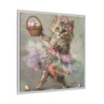 Easter Ballerina Cat Art Print Framed Canvas - Image 9