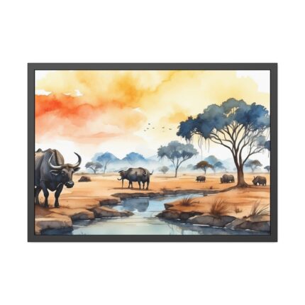 Africa Savanna Water Buffalo Framed Poster