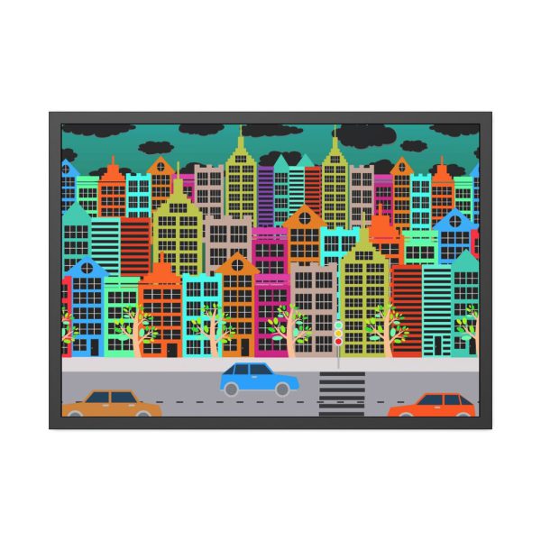 Colorful Cityscape Town City Building Framed Poster