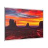 Sun Setting in Monument Valley Framed Canvas