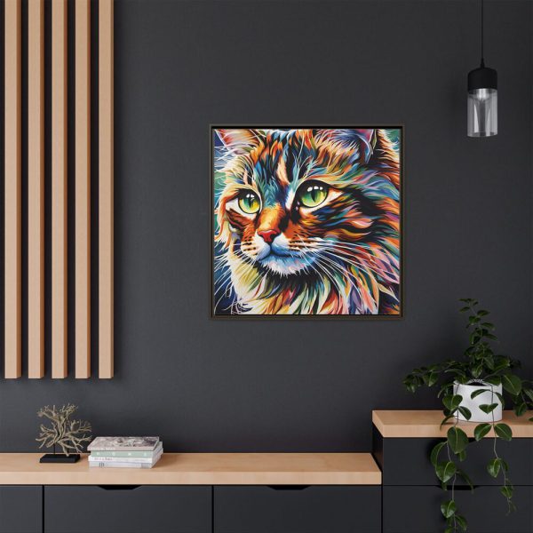 Watercolor Image of Cat Framed Canvas