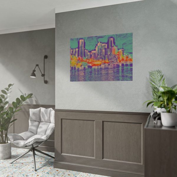 Pop Art Seattle Skyline Print Poster