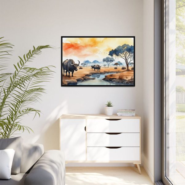 Africa Savanna Water Buffalo Framed Canvas