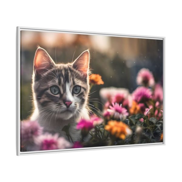 1312909006304200015_2048.jpeg Cat Kitten Flowers Blossoms Framed Canvas