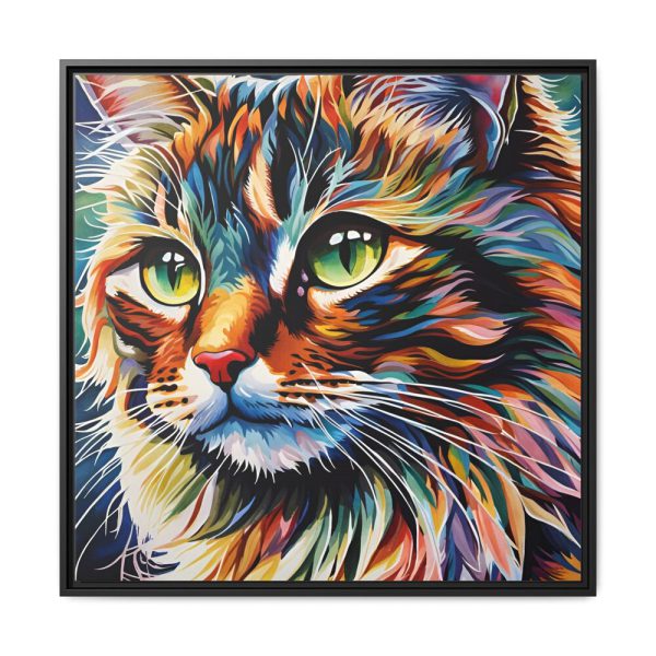 Watercolor Image of Cat Framed Canvas