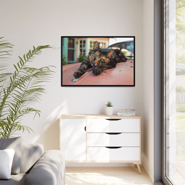 1362685252196369475_2048.jpeg Calico Cat On Car Framed Canvas