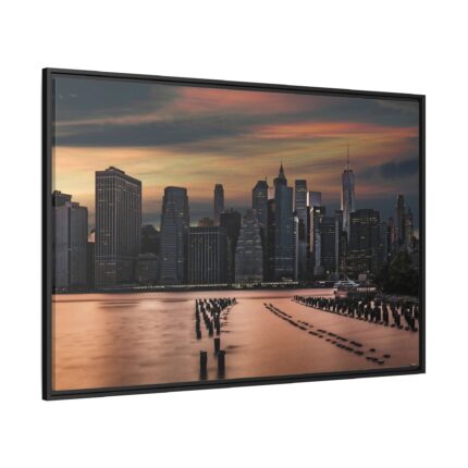 City Skyline at Dusk Framed Canvas