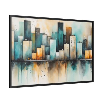 Watercolor Cityscape Framed Canvas