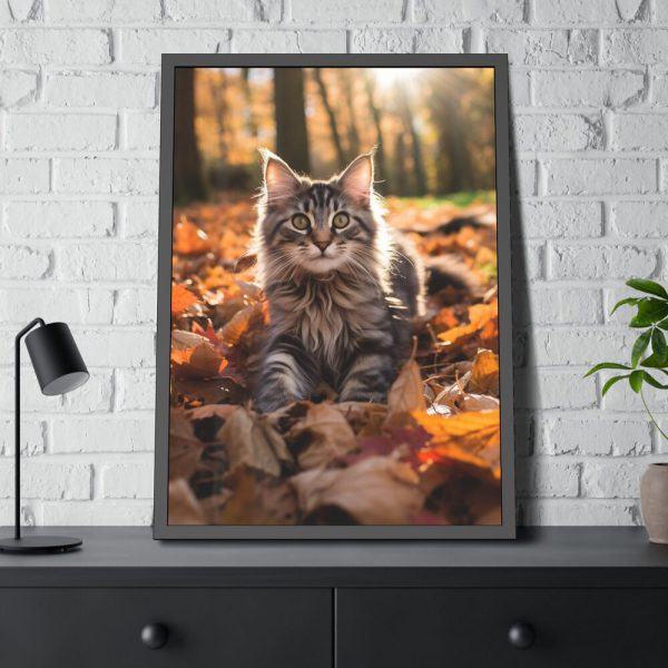 14093321023427338678_2048-1.jpeg Fluffy Tabby Kitty Laying Framed Poster