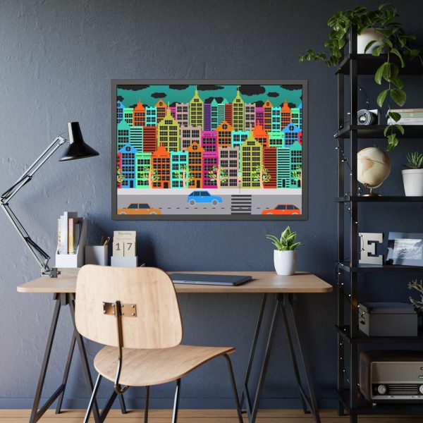 Colorful Cityscape Town City Building Framed Poster