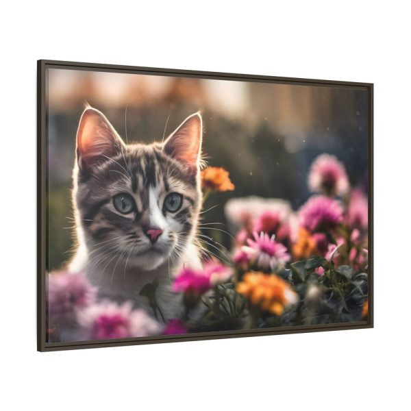 14383154585140848887_2048.jpeg Cat Kitten Flowers Blossoms Framed Canvas
