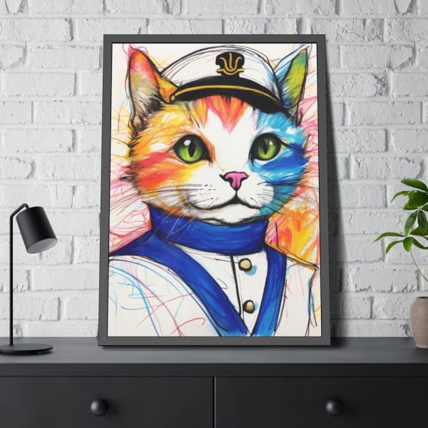 14544202977250919754_2048.jpeg Nautical Sailor Cat Art Framed Poster
