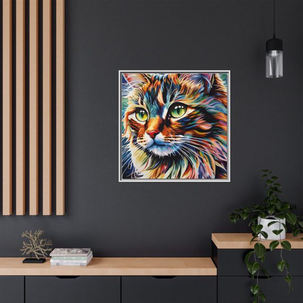 Watercolor Image of Cat Framed Canvas