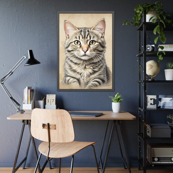 14869869267355032611_2048-1.jpeg Gray Tabby Cat Portrait Art Framed Poster