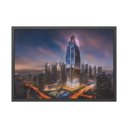 Megalithic Skyscraper Touches Clouds Framed Poster
