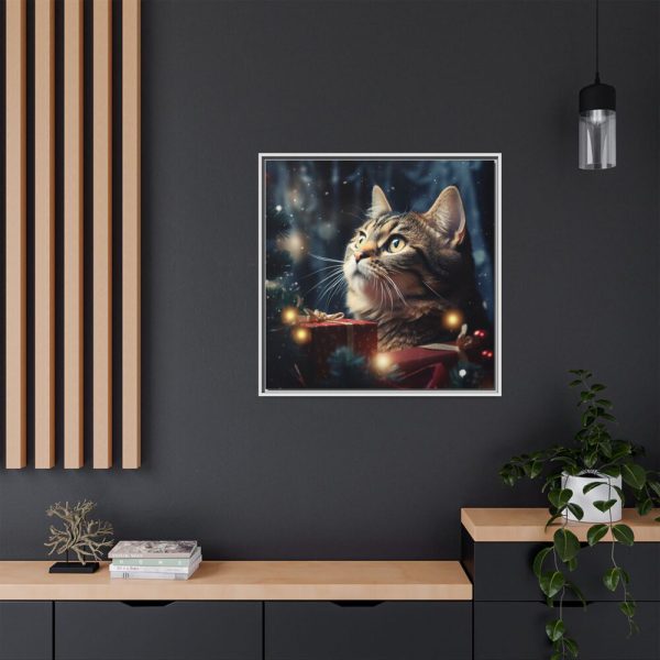 15294829463804260175_2048.jpeg Christmas Cat Framed Canvas