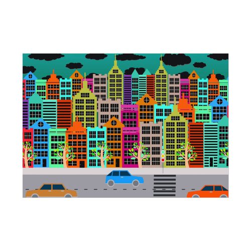 15540160736422092115_2048.jpeg Colorful Cityscape Town City Building Poster
