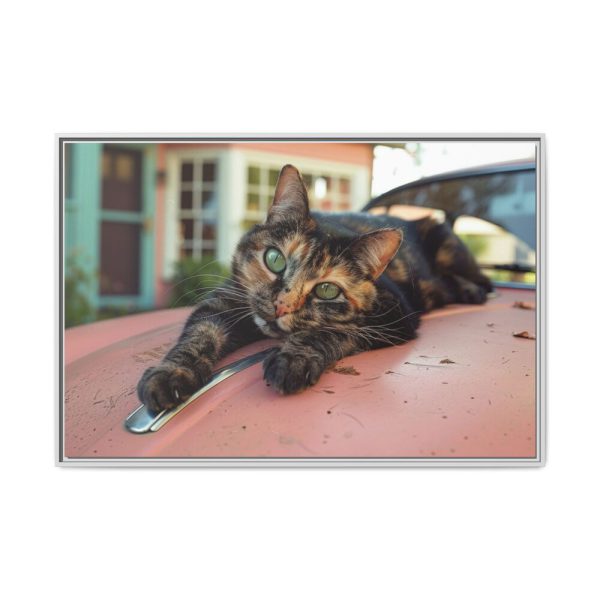 15557036284158932271_2048.jpeg Calico Cat On Car Framed Canvas