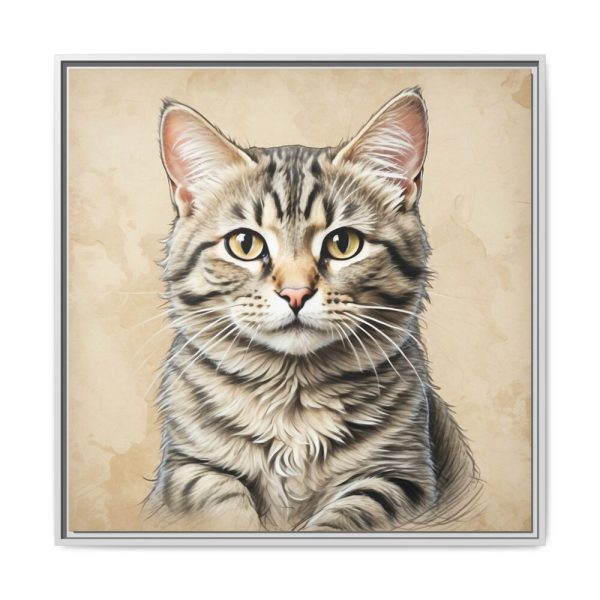 15569299688949531024_2048.jpeg Gray Tabby Cat Portrait Art Framed Canvas