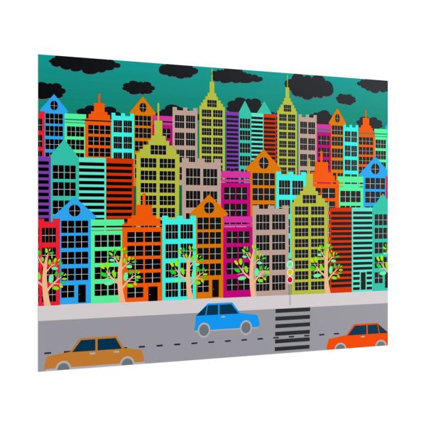 15589501134274189443_2048.jpeg Colorful Cityscape Town City Building Poster