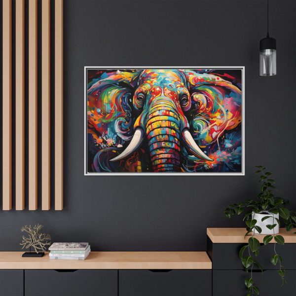 Graffiti Art Elephant Portrait Framed Canvas