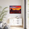Sun Setting in Monument Valley Framed Canvas