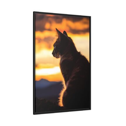 Sunset Kitty Art Framed Canvas