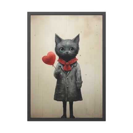 Kitty Cat Valentine Art Framed Poster