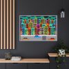 Colorful Cityscape Town City Building Framed Canvas
