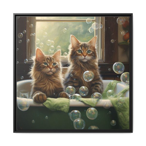 Cats Taking Bubble Bath Framed Canvas