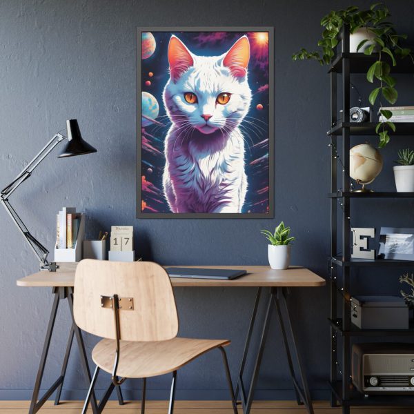 16986096844943641915_2048-1.jpeg White Cat Anime Illustration Framed Poster