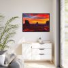 Sun Setting in Monument Valley Framed Canvas