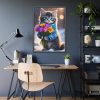 Kitten Cat With Bouquet Of Flowers Framed Poster