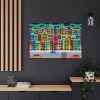 Colorful Cityscape Town City Building Framed Canvas