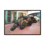 Calico Cat On Car Framed Canvas - Image 2