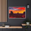 Sun Setting in Monument Valley Framed Canvas