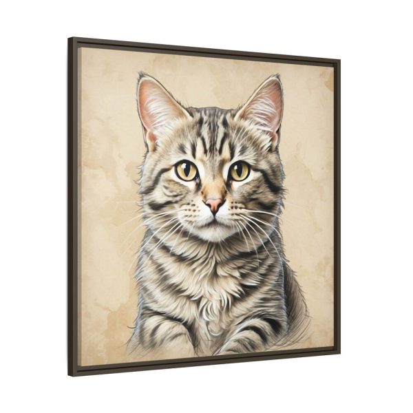18067602962647986905_2048.jpeg Gray Tabby Cat Portrait Art Framed Canvas