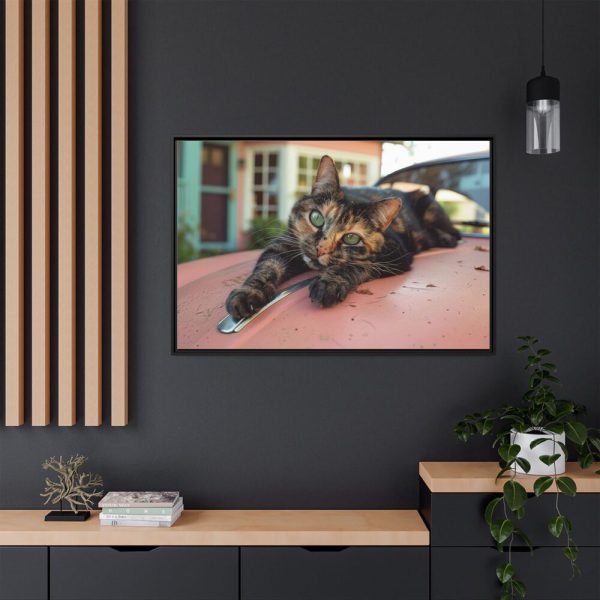 18254896201655118647_2048.jpeg Calico Cat On Car Framed Canvas