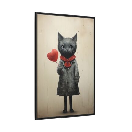 Kitty Cat Valentine Art Framed Canvas