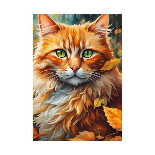 Ginger Cat in Autumn Poster