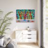 Colorful Cityscape Town City Building Framed Canvas